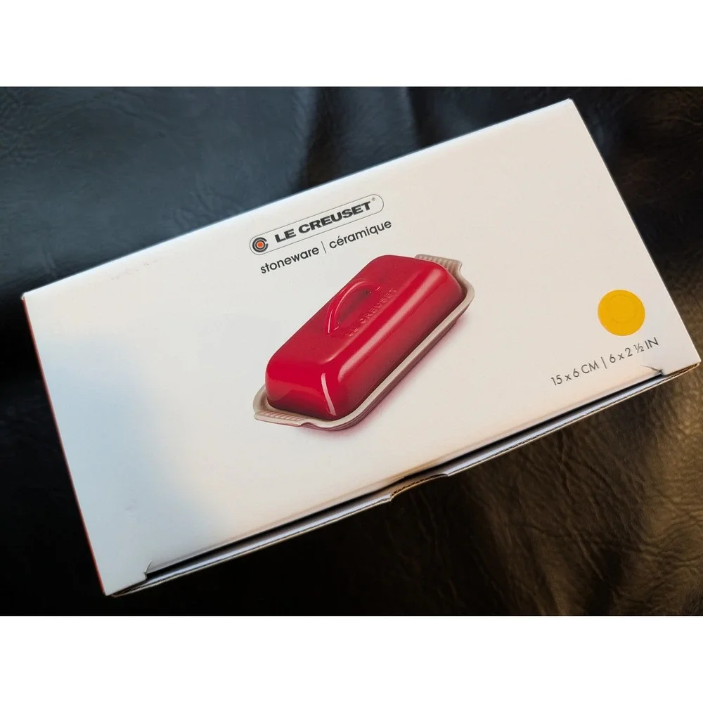 Le Creuset Heritage Stoneware Butter Dish Camomile Yellow 6x2.5in New in Box